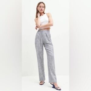 NWT Reformation Mason Linen Pant striped blue and white size 6